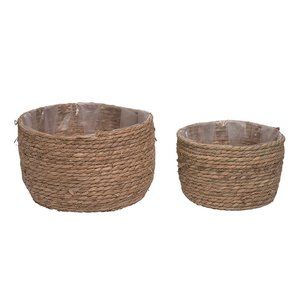 NWT / Brown Grass Storage Basket - Set of Two / Transpac